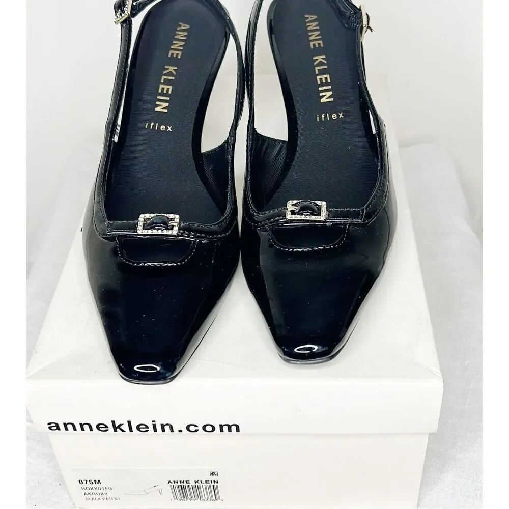 Anne Klein Roxy Pump Black Patent Size 7.5